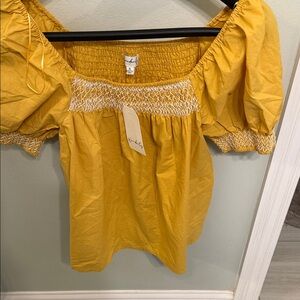 Wonderly Mustard Smocked Blouse